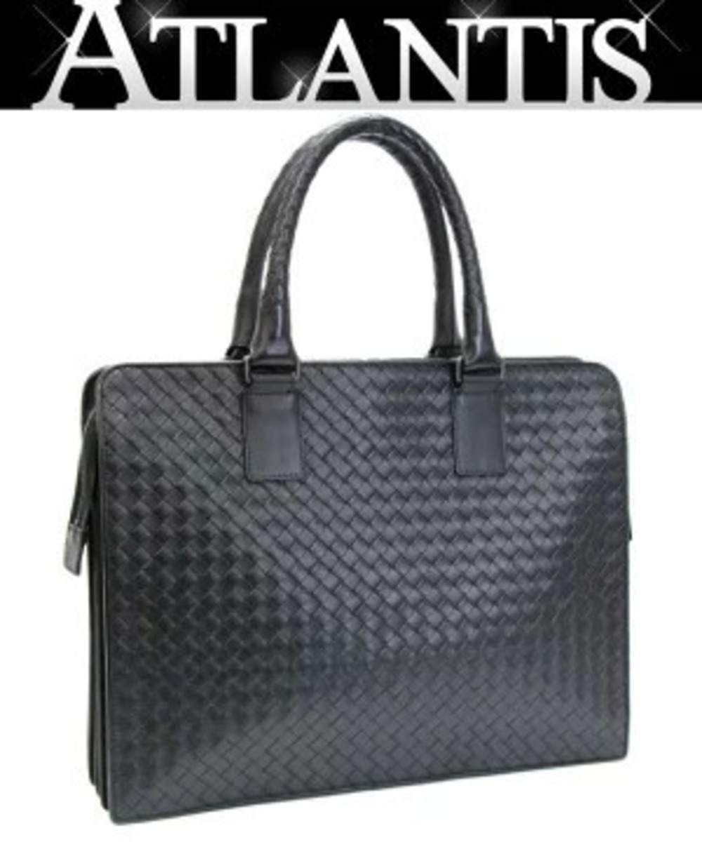 Bottega Veneta Intrecciato Business Bag Briefcase Leather Black